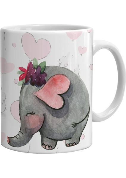 Fil Desenli Tasarım Kupa Bardak