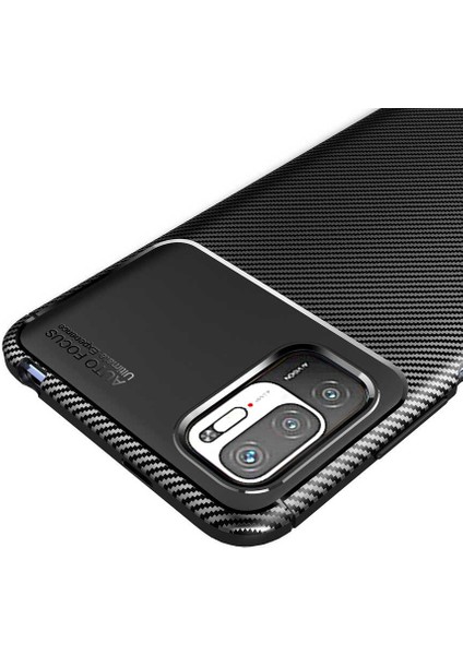 Xiaomi Poco M3 Pro Kılıf Karbon Desenli Lux Negro Silikon Lacivert + Cam Ekran Koruyucu Lacivert modelleri