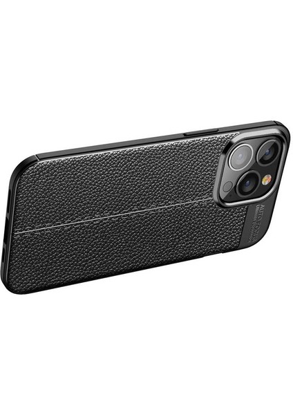 Apple iPhone 13 Mini Kılıf Rugan Armor Deri Görünümlü Yüksek Kalite Silikon Niss Siyah