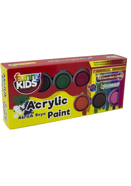 Funny Kids Akrilik Boya 12 Renk x 25 ml Set