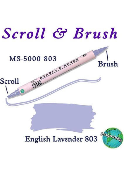 Scroll & Brush Çift Çizgi ve Fırça Uçlu Kaligrafi ve Gölgeleme Kalemi 803 Ingiliz Lavanta