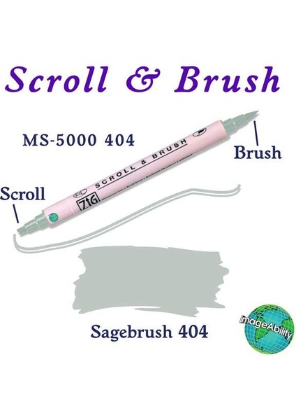 Scroll & Brush Çift Çizgi ve Fırça Uçlu Kaligrafi ve Gölgeleme Kalemi 404 Sagebrush