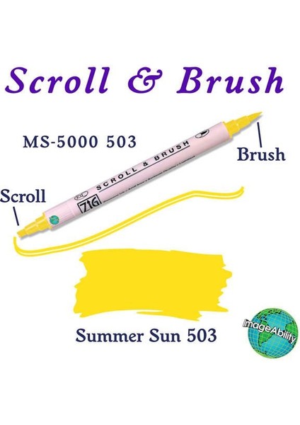 Scroll & Brush Çift Çizgi ve Fırça Uçlu Kaligrafi ve Gölgeleme Kalemi 503 Summer Sun