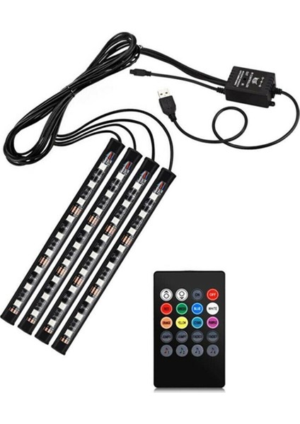 Müzi̇ğe Duyarlı USB Gi̇ri̇şli̇ Ayak Altı 9 LED Rgb