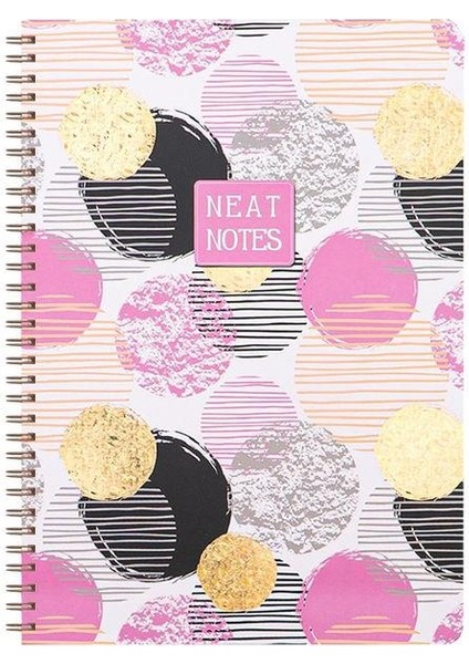 Neat Notes 20X28 Spiralli Defter 100 Yaprak Çizgili Bubbles Siyahlı