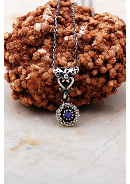 Pırlanta Model Tektaş Elişi Gümüş Kolye 7301