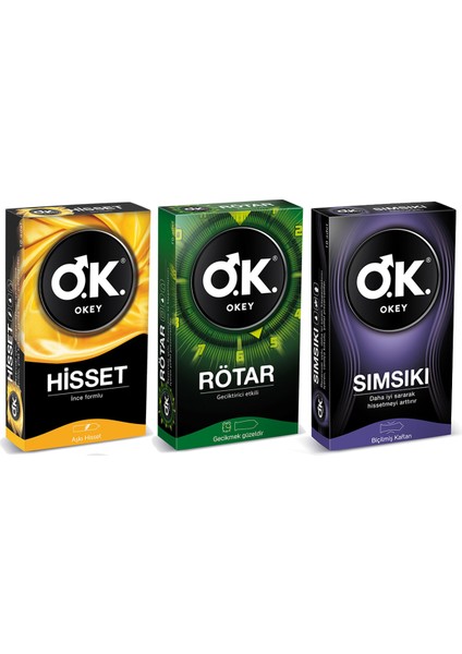 Prezervatif 3'lü Paket Hisset - Rötar - Sımsıkı