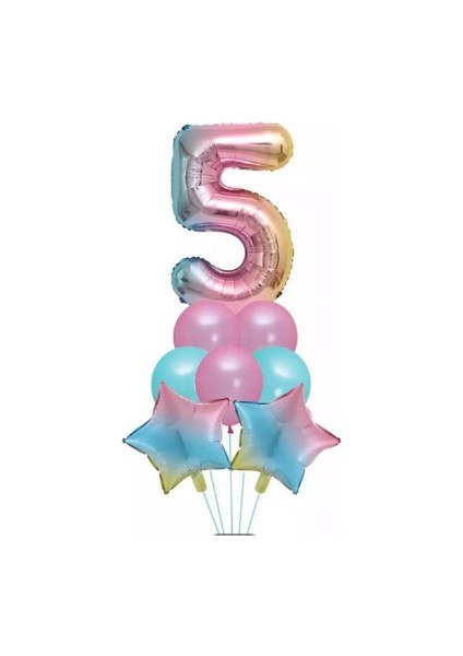 Unicorn Rainbow 5 Yaş Folyo Balon Set