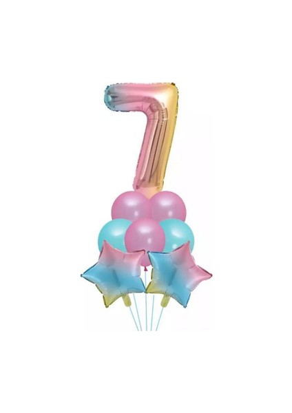 Unicorn Rainbow 7 Yaş Folyo Balon Set