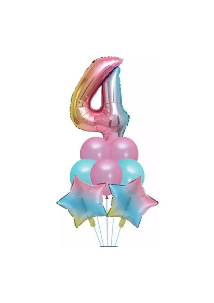 Unicorn Rainbow 4 Yaş Folyo Balon Set