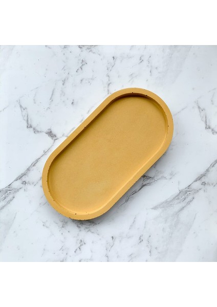 Dekoratif Oval Beton Biblo Tabak Beton Takı Tabağı Mum Tabağı Organizer Mumluk Tütsülük
