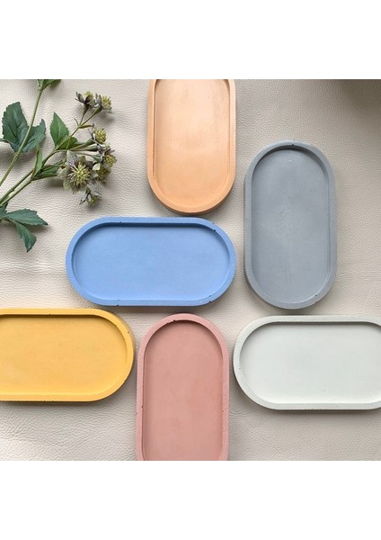 Dekoratif Oval Beton Biblo Tabak Beton Takı Tabağı Mum Tabağı Organizer Mumluk Tütsülük modelleri