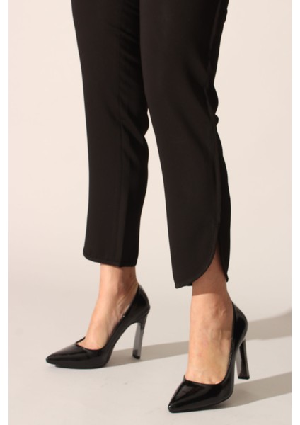 Plus Siyah Krışık Rugan Kadın Stiletto
