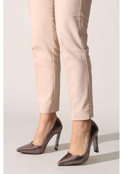 Plus Platin Krışık Rugan Kadın Stiletto