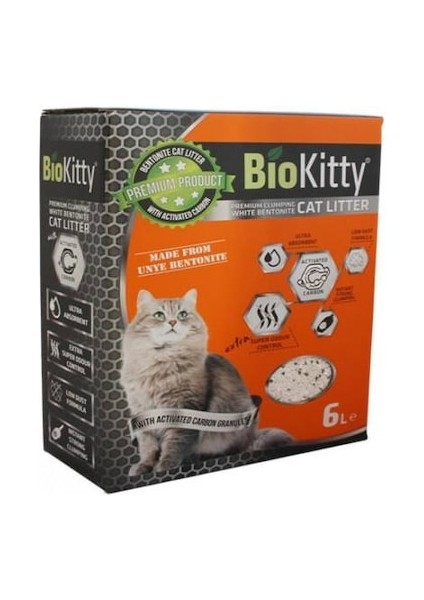 BİOKİTTY KEDİ KUMU 6L ACTİVE CARBON BENTONİT İnce Taneli