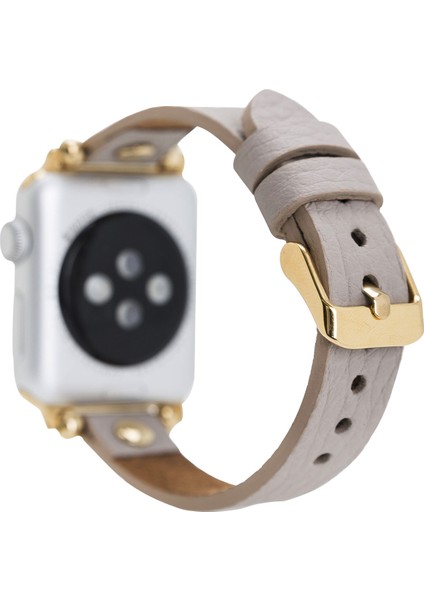 Apple Watch Uyumlu Deri Kordon 38-40MM Ferro Gold Trok Erc3 Bej