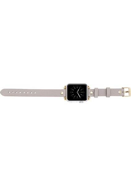 Apple Watch Uyumlu Deri Kordon 38-40MM Ferro Gold Trok Erc3 Bej