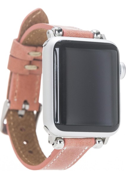 Apple Watch Uyumlu Deri Kordon 38-40MM Ince G17 Mercan