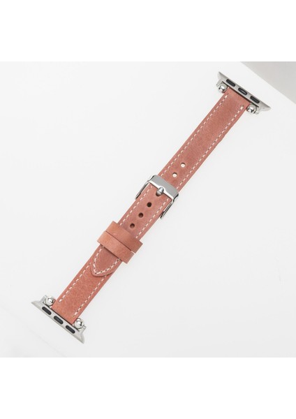 Apple Watch Uyumlu Deri Kordon 38-40MM Ince G17 Mercan