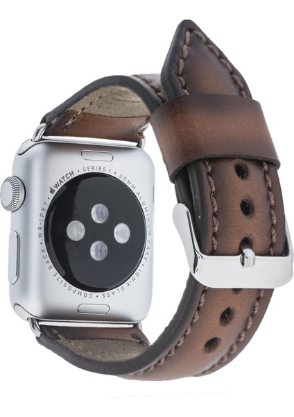 Apple Watch Uyumlu Deri Kordon 42-44MM SM26 Kahve
