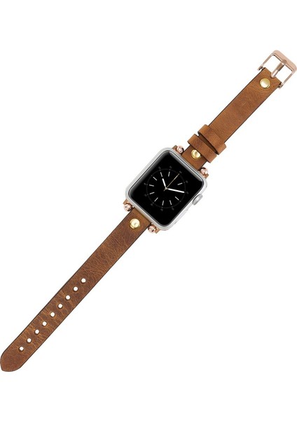 Apple Watch Uyumlu Deri Kordon 38-40MM Ferro Gold Trok G19 Taba modelleri