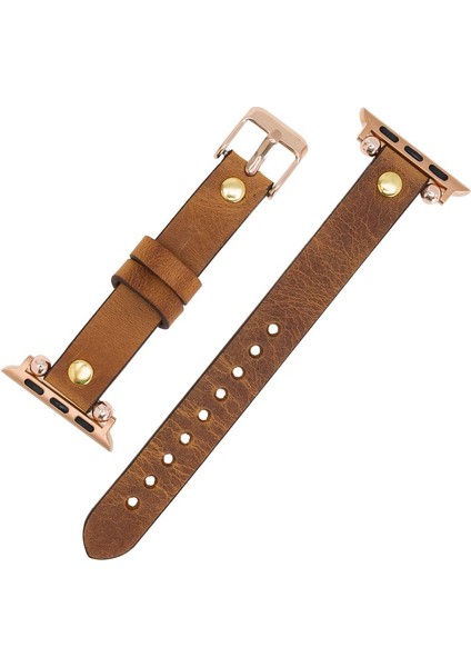 Apple Watch Uyumlu Deri Kordon 38-40MM Ferro Gold Trok G19 Taba fırsatları