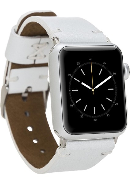 Apple Watch Uyumlu Deri Kordon 38-40-42-44MM Orfe F3 Beyaz