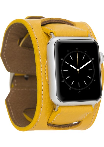 Apple Watch Uyumlu Deri Kordon 42-44MM Cuff FL12 Sarı