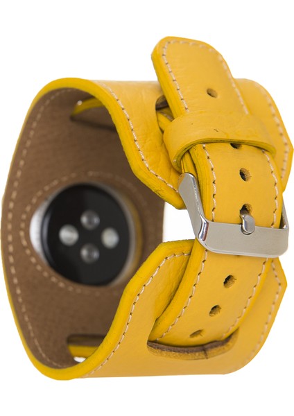 Apple Watch Uyumlu Deri Kordon 42-44MM Cuff FL12 Sarı