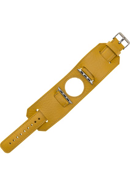 Apple Watch Uyumlu Deri Kordon 42-44MM Cuff FL12 Sarı