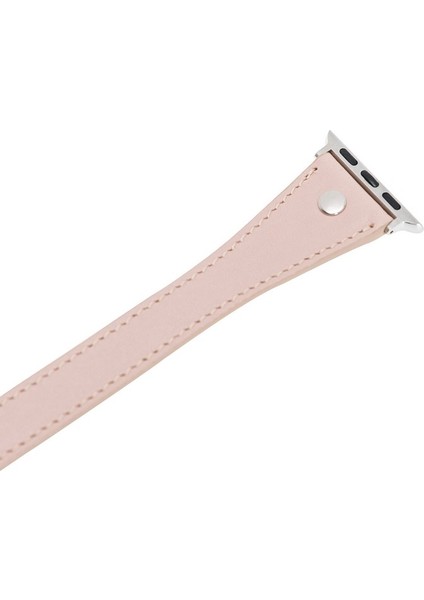 Apple Watch Uyumlu Deri Kordon 42-44MM Slim Çift Tur Silver Trok Nu1 Pembe indirimleri