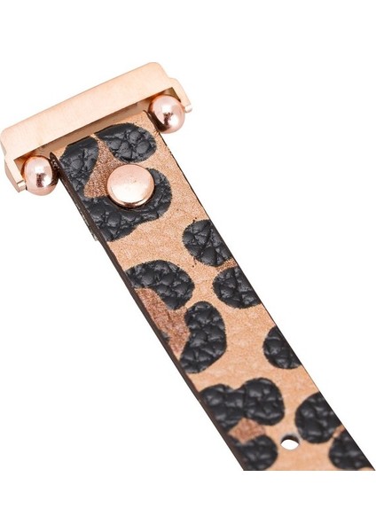 Bull Cover Bouletta Fitbit Versa 2-3 Seri Uyumlu Deri Kordon Rose Gold Troklu Leopar