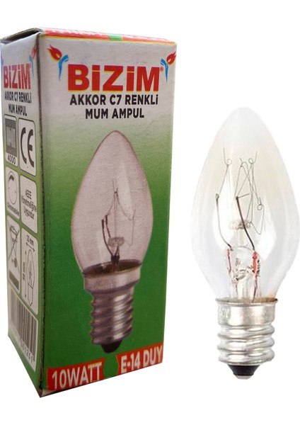 10 Adet E14 Duy Tuz Lambası Ampülü 10 Watt