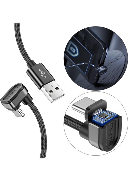 USB C Kablosu 480 Mbps C Cihazları Için Uyumlu Siyah 1 M (Yurt Dışından)