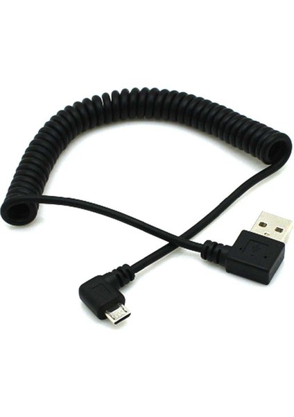 90 ° Açı USB 2.0 Bir Mikro B Sync ve Şarj Yayı Coiled Kablo (Yurt Dışından)