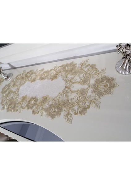 Fransız Dantel 5 Parça Salon Takımı,runnerli Masa Örtülü Rose Model modelleri