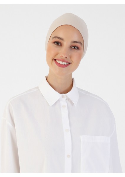 Pamuk Geniş Ebatlı Bone - Açık Vizon - Ecardin