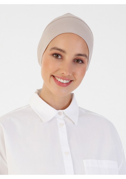 Penye Geniş Ebatlı Geçme Bone - Açık Vizon - Ecardin