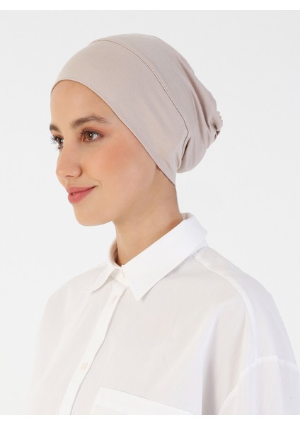 Penye Geniş Ebatlı Geçme Bone - Açık Vizon - Ecardin fırsatları