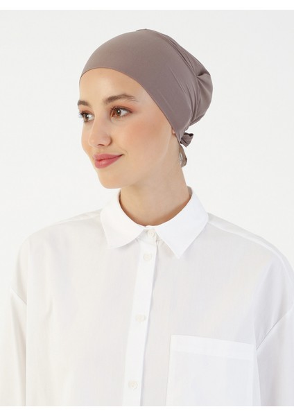 Nefes Alan Kumaş Geniş Ebatlı Bağcıklı Bone - Koyu Vizon - Ecardin fiyatları