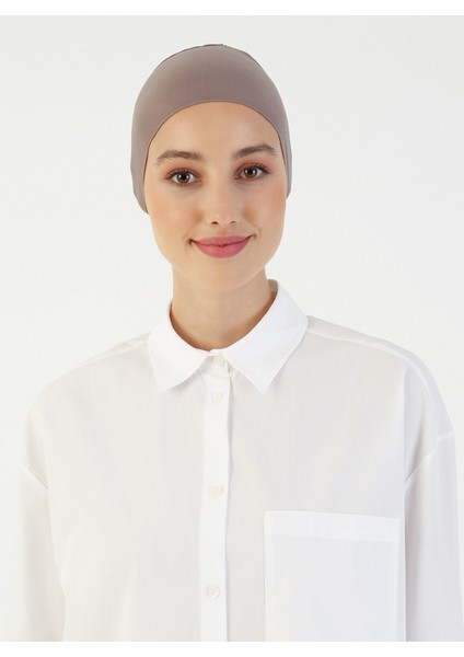 Nefes Alan Kumaş Geniş Ebatlı Bağcıklı Bone - Koyu Vizon - Ecardin modelleri