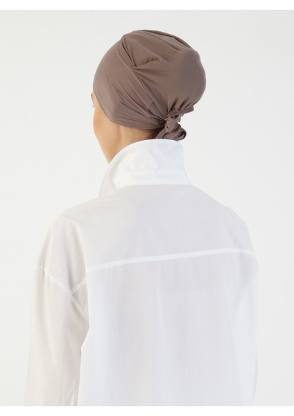 Nefes Alan Kumaş Geniş Ebatlı Bağcıklı Bone - Koyu Vizon - Ecardin indirimleri