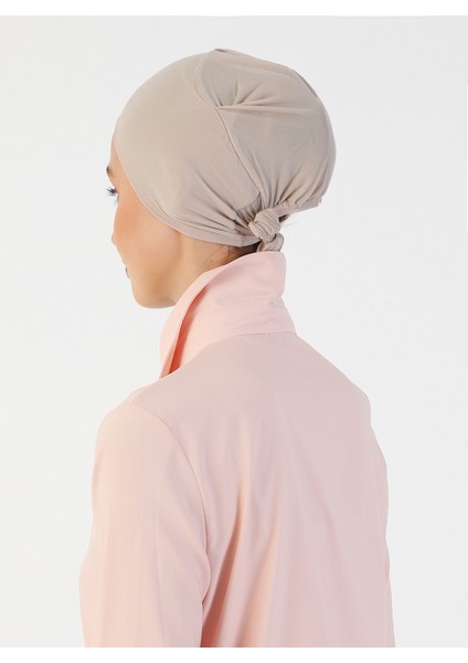 Nefes Alan Kumaş Geniş Ebatlı Bağcıklı Bone - Açık Vizon - Ecardin indirimleri