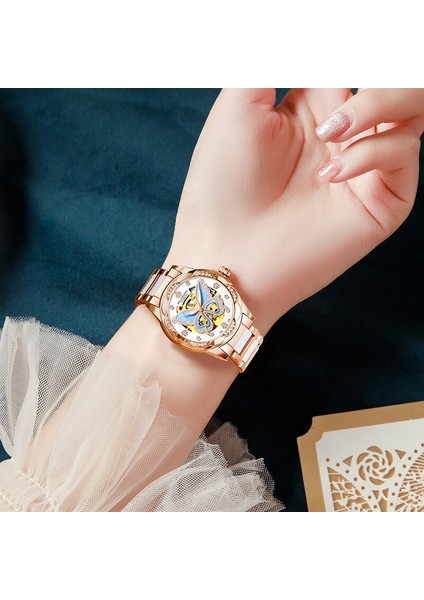 Klasik Üst Mekanik Kadın Izle Moda Su Geçırmez Lüks Bayanlar Otomatik Kol Saati Seramik Kayış Montre Femme