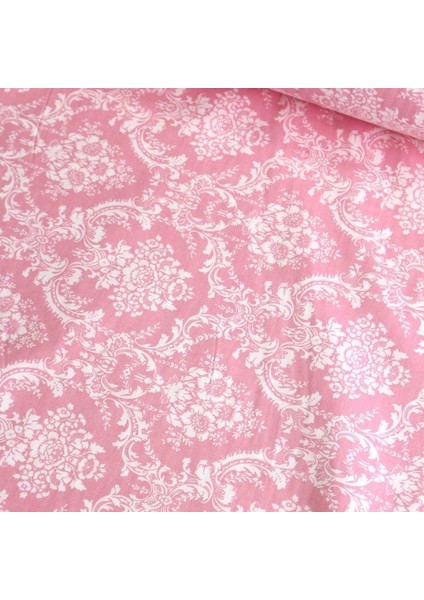 Pembe Damask Nevresimlik Poplin Kumaş