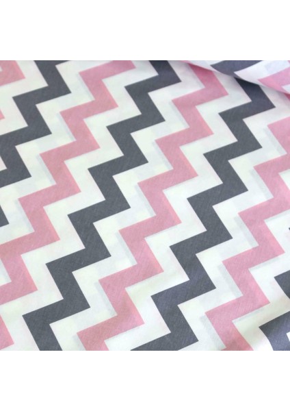 Mint Gri Zikzak Nevresimlik Poplin Kumaş