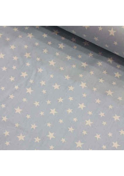 Mavi Zemin Beyaz Yıldızlı Nevresimlik Poplin Kumaş