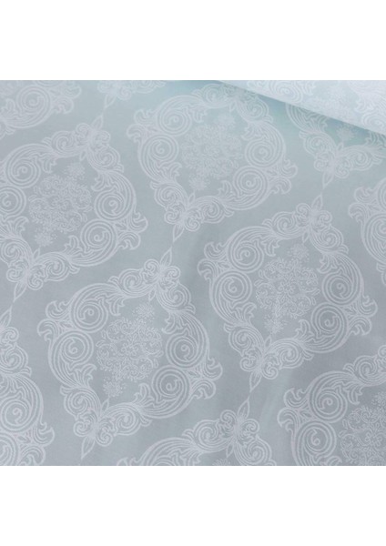 Su Yeşili Damask Pamuk Saten Nevresimlik Kumaş