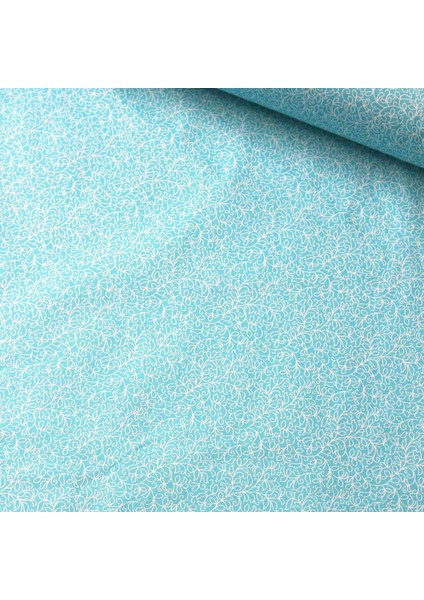 Mavi Yaprak Poplin Kumaş