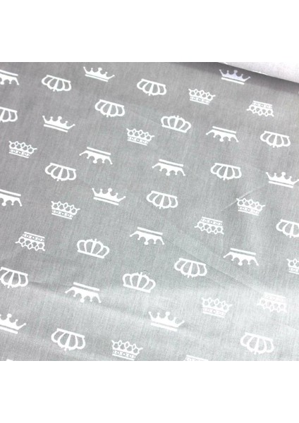 Gri Kral Tacı Nevresimlik Poplin Kumaş